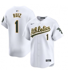 Men's Oakland Athletics #1 Esteury Ruiz White Home Limited Stitched Jersey