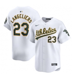 Men's Oakland Athletics #23 Shea Langeliers White Home Limited Stitched Jersey