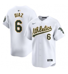 Men's Oakland Athletics #6 Jordan Diaz White Home Limited Stitched Jersey