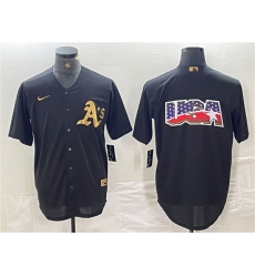 Men's Oakland Athletics Black Gold Team Big Logo Cool Base Stitched Baseball Jersey