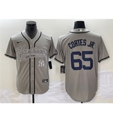 Men's New York Yankees #65 Nestor Cortes Jr. Gray Cool Base Stitched Baseball Jersey