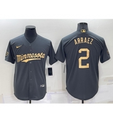 Men's Minnesota Twins #2 Luis Arraez Charcoal 2022 All-Star Cool Base Stitched Baseball Jersey