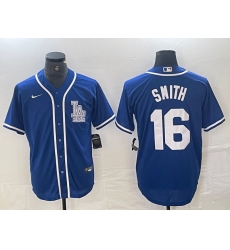 Men's Los Angeles Dodgers #16 Will Smith Blue Cool Base Stitched Baseball Jersey