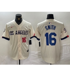 Men's Los Angeles Dodgers #16 Will Smith Number Cream 2024 City Connect Limited Stitched Jersey