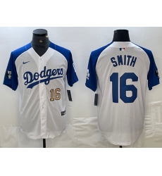 Men's Los Angeles Dodgers #16 Will Smith Number White Blue Fashion Stitched Cool Base Limited Jersey