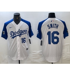 Men's Los Angeles Dodgers #16 Will Smith Number White Blue Fashion Stitched Cool Base Limited Jerseys