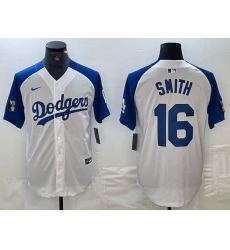 Men's Los Angeles Dodgers #16 Will Smith White Blue Fashion Stitched Cool Base Limited Jersey