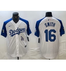 Men's Los Angeles Dodgers #16 Will Smith White Blue Fashion Stitched Cool Base Limited Jerseys