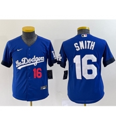 Women's Nike Los Angeles Dodgers #16 Will Smith Number Blue Stitched Cool Base Jersey