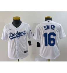 Youth Nike Los Angeles Dodgers #16 Will Smith White Stitched Cool Base Jersey