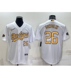 Men's Los Angeles Dodgers #26 Tony Gonsolin Number White 2022 All Star Stitched Cool Base Nike Jersey