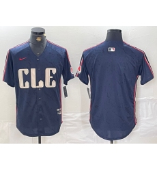 Men's Cleveland Guardians Blank Navy 2024 City Connect Limited Stitched Jersey