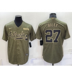 Men's Atlanta Braves #27 Austin Riley 2021 Olive Salute To Service Limited Stitched Jersey