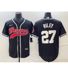 Men's Atlanta Braves #27 Austin Riley Black Cool Base Stitched Baseball Jersey1