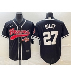 Men's Atlanta Braves #27 Austin Riley Black Cool Base Stitched Baseball Jersey