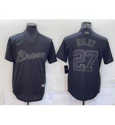 Men's Atlanta Braves #27 Austin Riley Black Pullover Turn Back The Clock Stitched Cool Base Jersey