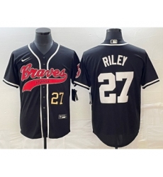 Men's Atlanta Braves #27 Austin Riley Number Black Cool Base Stitched Baseball Jersey