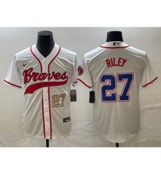 Men's Atlanta Braves #27 Austin Riley Number White Cool Base Stitched Baseball Jersey