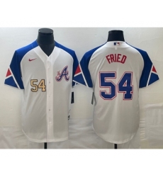 Men's Atlanta Braves #54 Max Fried Number White 2023 City Connect Cool Base Stitched Jersey