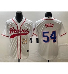 Men's Atlanta Braves #54 Max Fried Number White Cool Base Stitched Baseball Jersey