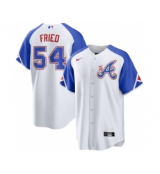 Men's Atlanta Braves #54 Max Fried White 2023 City Connect Cool Base Stitched Baseball Jersey