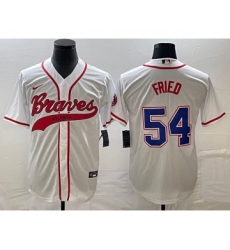 Men's Atlanta Braves #54 Max Fried White Cool Base Stitched Baseball Jersey1