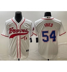 Men's Atlanta Braves #54 Max Fried White Cool Base Stitched Baseball Jersey