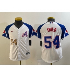 Youth Atlanta Braves #54 Max Fried Number White 2023 City Connect Cool Base Stitched Jersey1