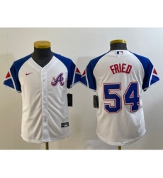 Youth Atlanta Braves #54 Max Fried White 2023 City Connect Cool Base Stitched Jersey