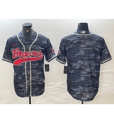 Men's Atlanta Braves Blank Gray Camo Cool Base With Stitched Baseball Jersey