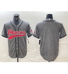 Men's Atlanta Braves Blank Grey Gridiron Cool Base Stitched Baseball Jersey