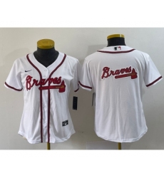 Women's Atlanta Braves Blank White Stitched MLB Cool Base Nike Jersey1