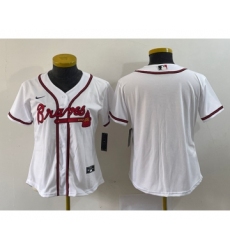 Women's Atlanta Braves Blank White Stitched MLB Cool Base Nike Jersey