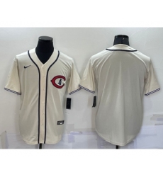 Men's Chicago Cubs Blank Cream Turn Back the Clock Stitched MLB Cooperstown Collection Nike Jersey