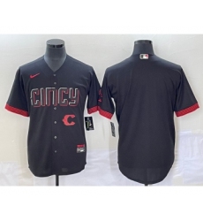 Men's Cincinnati Reds Blank Black 2023 City Connect Cool Base Stitched Jersey1