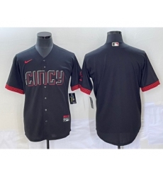 Men's Cincinnati Reds Blank Black 2023 City Connect Cool Base Stitched Jersey