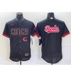 Men's Cincinnati Reds Blank Black 2023 City Connect Flex Base Stitched Jersey 1