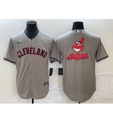 Men's Cleveland Guardians Gray Team Big Logo Cool Base Stitched Jersey