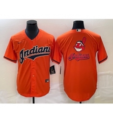 Men's Cleveland Guardians Orange Team Big Logo Cool Base Stitched Jersey