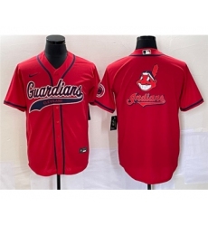 Men's Cleveland Guardians Red Team Big Logo Cool Base Stitched Baseball Jersey