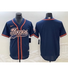 Men's Detroit Tigers Blank Navy Cool Base Stitched Baseball Jersey