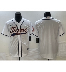 Men's Detroit Tigers Blank White Cool Base Stitched Baseball Jersey