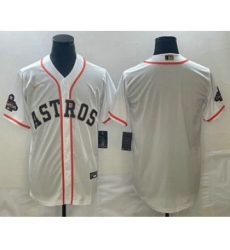 Men's Houston Astros Blank 2023 White Gold World Serise Champions Cool Base Stitched Jersey