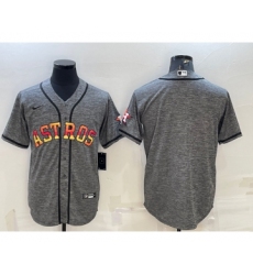 Men's Houston Astros Blank Grey With Patch Cool Base Stitched Baseball Jersey