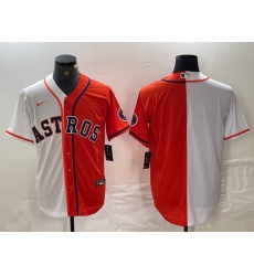 Men's Houston Astros Blank Orange White Split Stitched Baseball Jersey