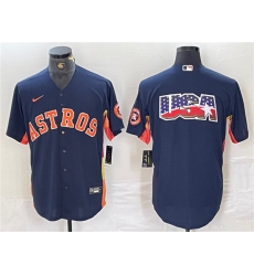 Men's Houston Astros Navy Team Big Logo With Cool Base Stitched Baseball Jersey