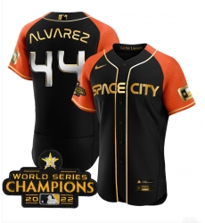 Men's Houston Astros #44 Yordan Alvarez 2023 Black Serise Champions Base Stitched Jerseys