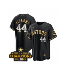 Men's Houston Astros #44 Yordan Alvarez Black Gold 2022 World Serise Champions Stitched Baseball Jersey