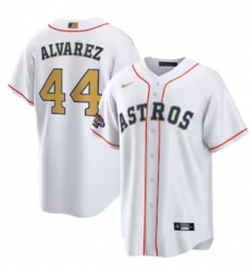 Men's Houston Astros #44 Yordan Alvarez Nike White Gold 2023 Gold Collection Replica Player Jersey