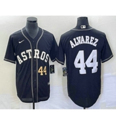 Men's Houston Astros #44 Yordan Alvarez Number Black Cool Base Stitched Baseball Jersey